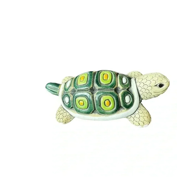 Vintage Artesania Rinconada Uruguay Green Turtle Art Pottery Figurine Signed - Picture 4 of 11